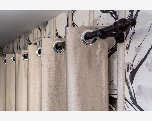 Deluxe Stripe Blackout Curtain- <BR>Off White