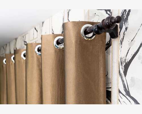 Deluxe Stripe Blackout Curtain- <BR> Dark Brown
