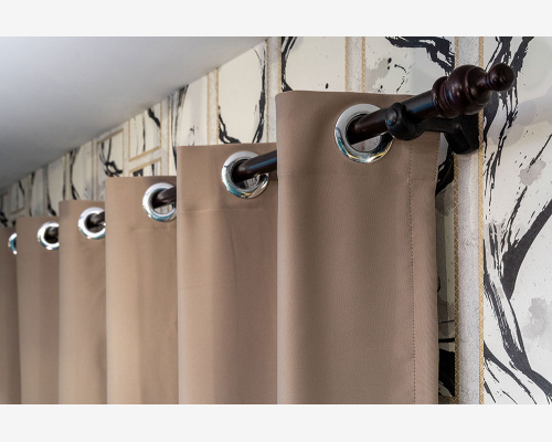 Modern Plain Blackout Curtain- <BR>Light Brown
